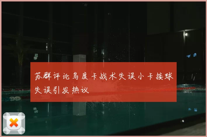 苏群评论乌度卡战术失误小卡接球失误引发热议